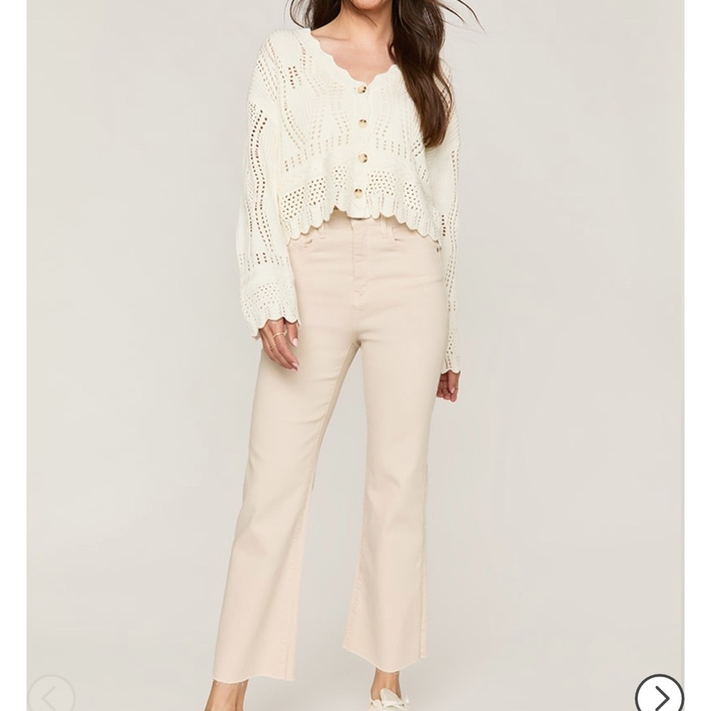 Harper Heritage - high rise kick crop Jeans in Cream
